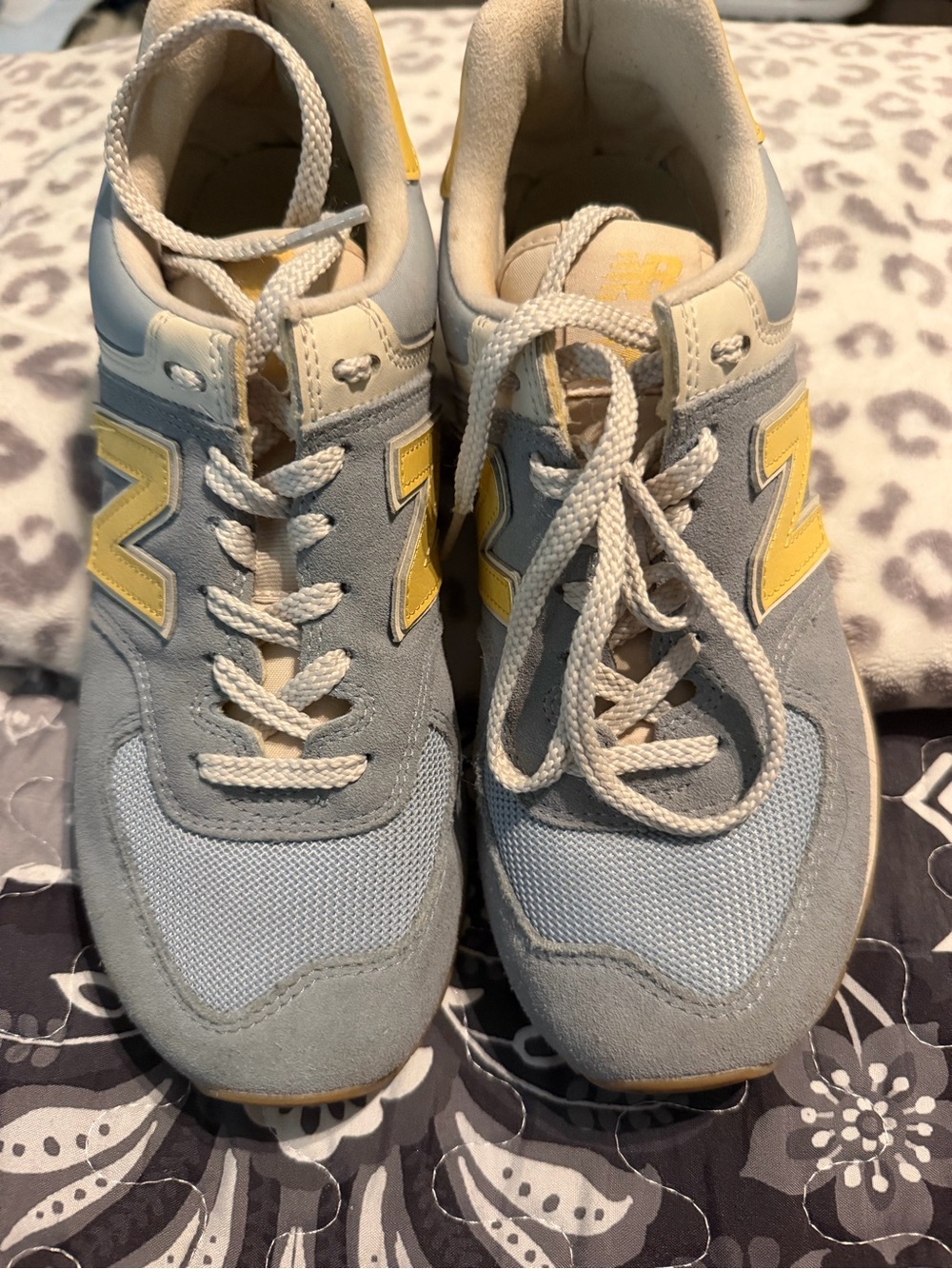 New Balance womens Light Blue and Yellow Sneakers